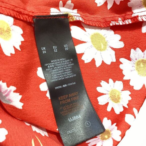 Simply Be Red Floral Dress Long Sleeve MIDI Flowy Dress Plus Size 20 - Picture 7 of 12